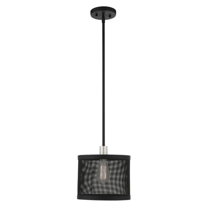 Industro 1-Light Pendant in Black w with Brushed Nickels