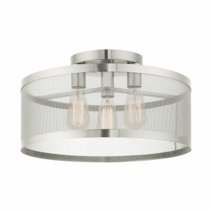 Industro 3-Light Semi-Flush Mount in Brushed Nickel