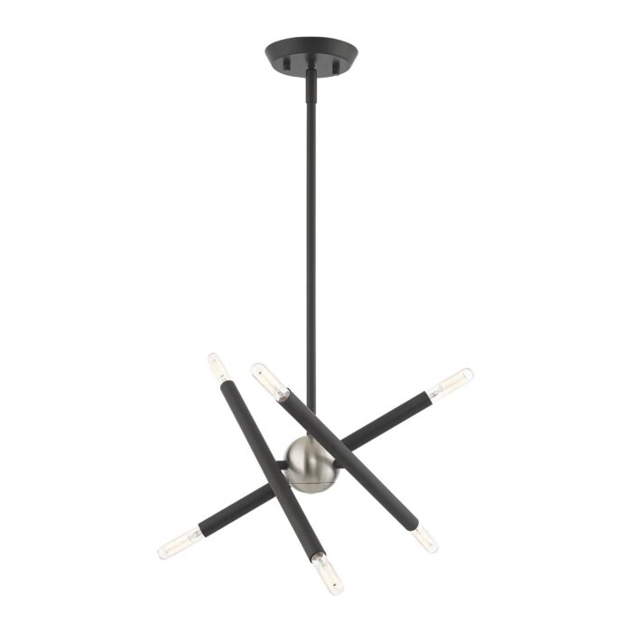 Soho 6-Light Chandelier in Scandinavian Gray w with Brushed Nickels