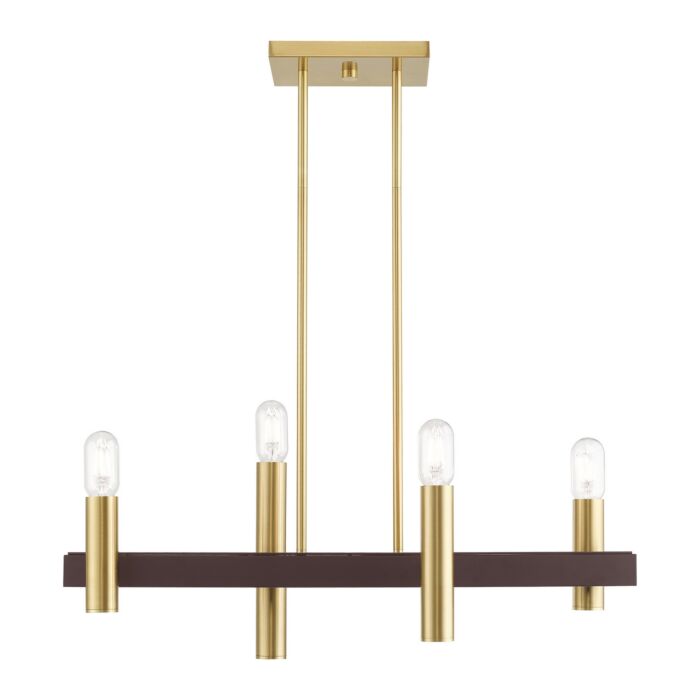 Helsinki 4-Light Chandelier in Satin Brass w with Bronzes
