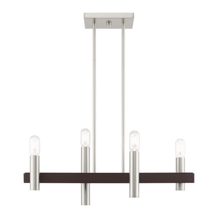 Helsinki 4-Light Chandelier in Brushed Nickel w with Bronzes