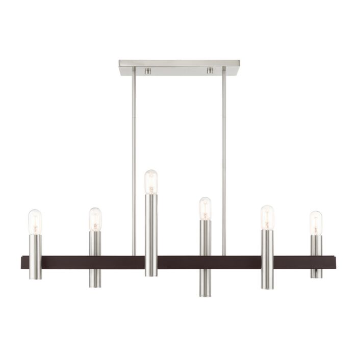 Helsinki 6-Light Chandelier in Brushed Nickel w with Bronzes