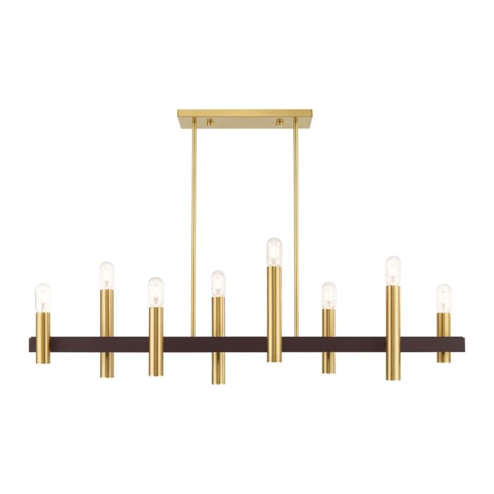 Helsinki 8-Light Chandelier in Satin Brass w with Bronzes