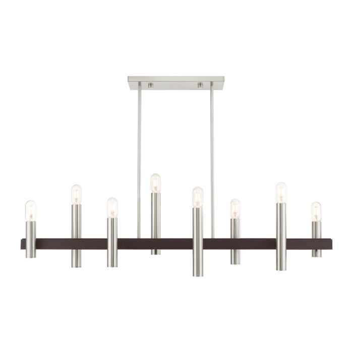Helsinki 8-Light Chandelier in Brushed Nickel w with Bronzes