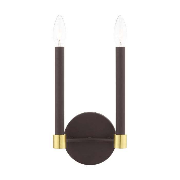 Karlstad 2-Light Wall Sconce in Bronze w with Satin Brasss