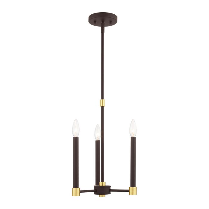 Karlstad 3-Light Chandelier in Bronze w with Satin Brasss