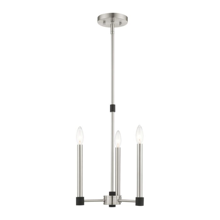 Karlstad 3-Light Chandelier in Brushed Nickel w with Blacks