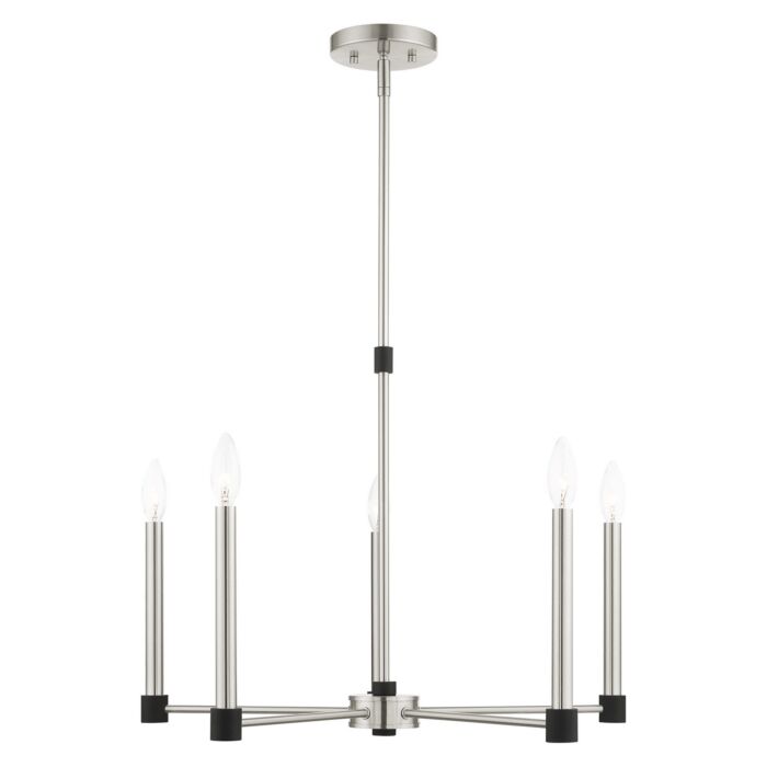 Karlstad 5-Light Chandelier in Brushed Nickel w with Blacks