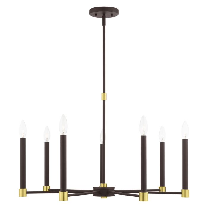 Karlstad 7-Light Chandelier in Bronze w with Satin Brasss