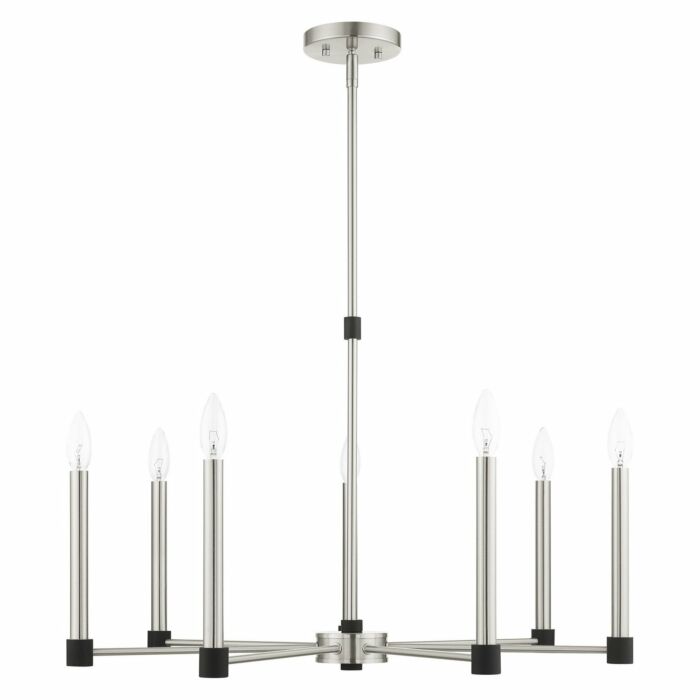 Karlstad 7-Light Chandelier in Brushed Nickel w with Blacks