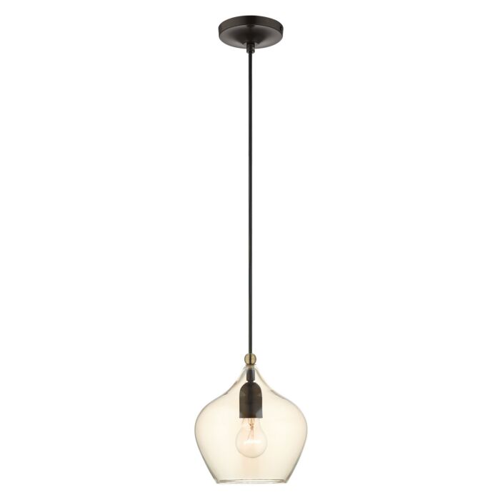 Aldrich 1-Light Pendant in English Bronze w with Antique Brasss