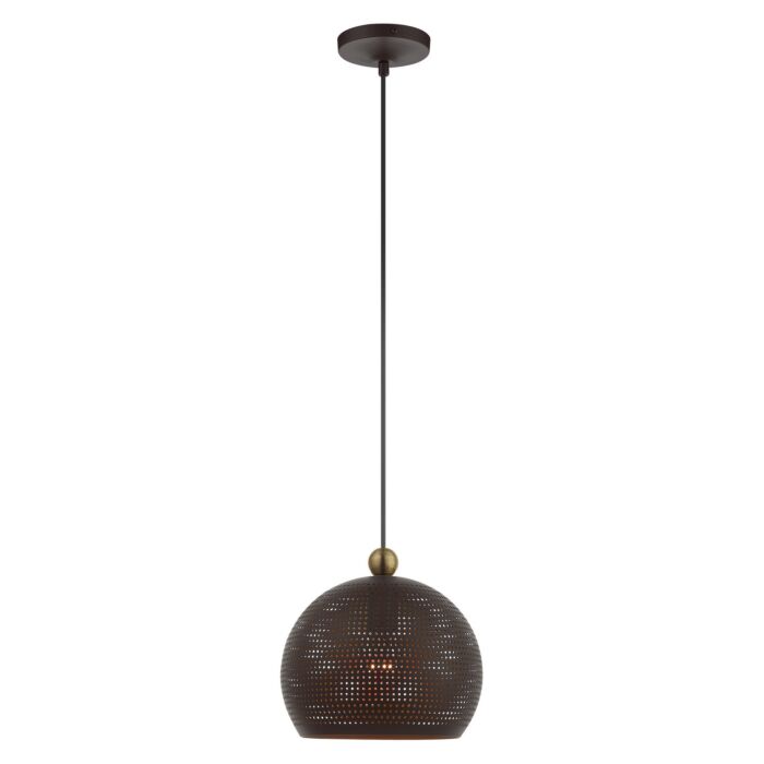 Dublin 1-Light Pendant in Bronze w with Antique Brasss
