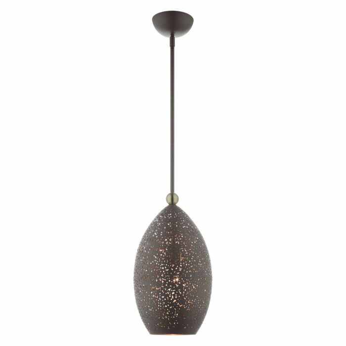 Charlton 1-Light Pendant in Bronze w with Antique Brasss