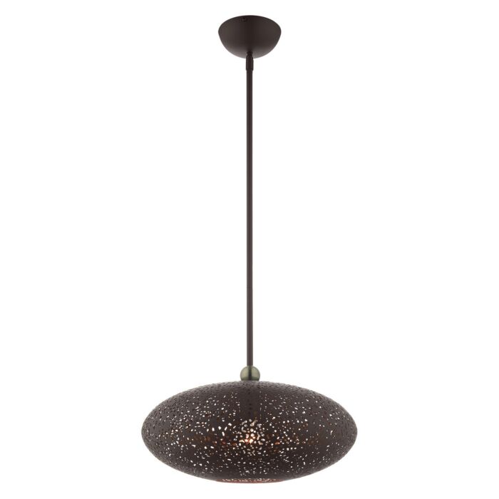 Charlton 1-Light Pendant in Bronze w with Antique Brasss