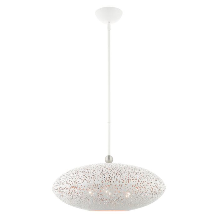 Charlton 3-Light Pendant in White w with Brushed Nickels