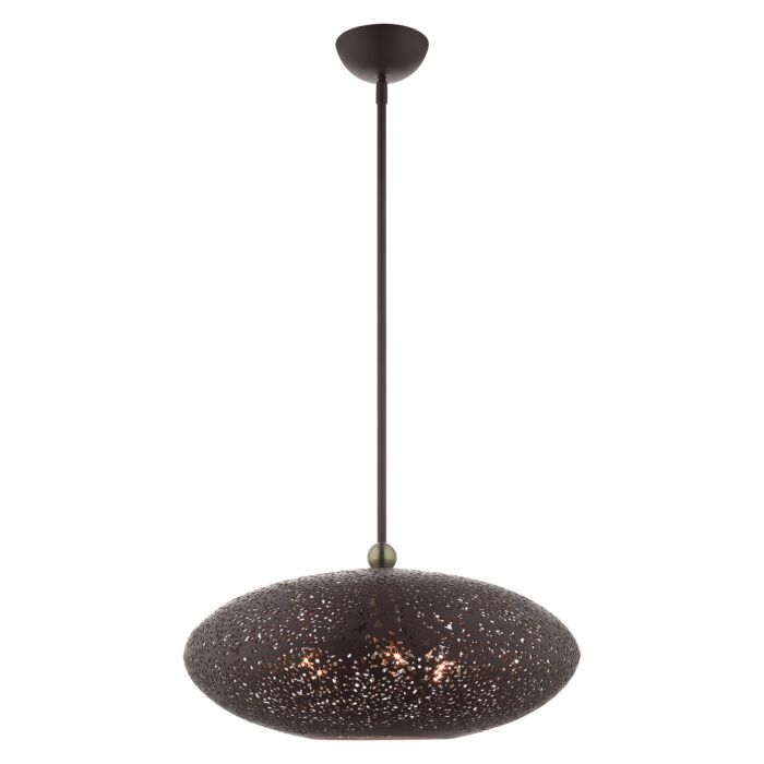 Charlton 3-Light Pendant in Bronze w with Antique Brasss