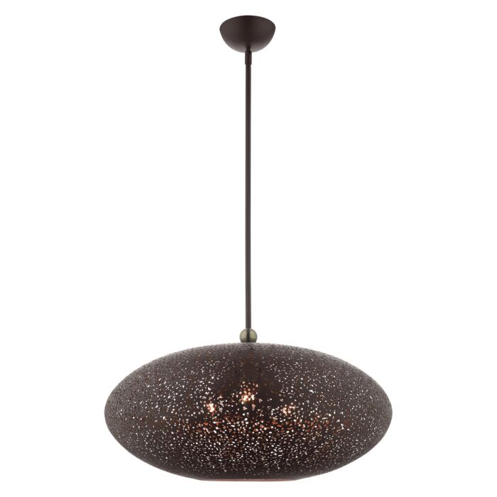 Charlton 3-Light Pendant in Bronze w with Antique Brasss