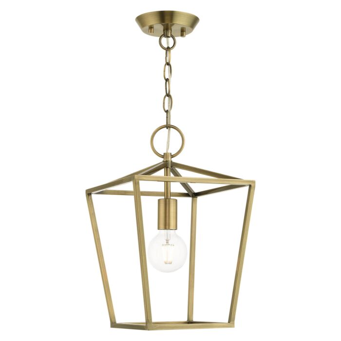 Devone 1-Light Convertible Semi-Flush with Lantern in Antique Brass
