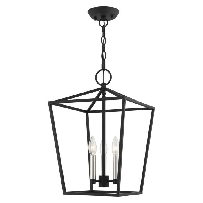 Devone 3-Light Convertible Semi-Flush with Lantern in Black w/ Brushed Nickels
