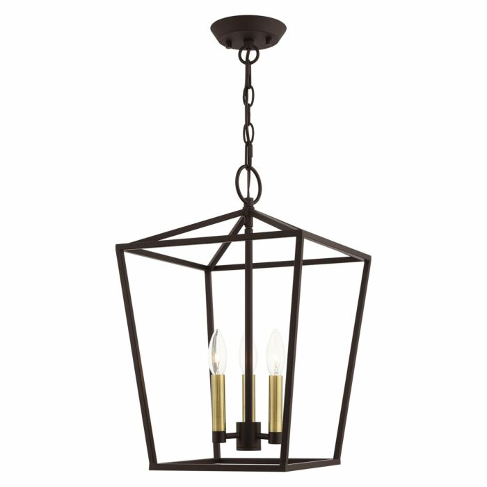 Devone 3-Light Convertible Semi-Flush with Lantern in Bronze