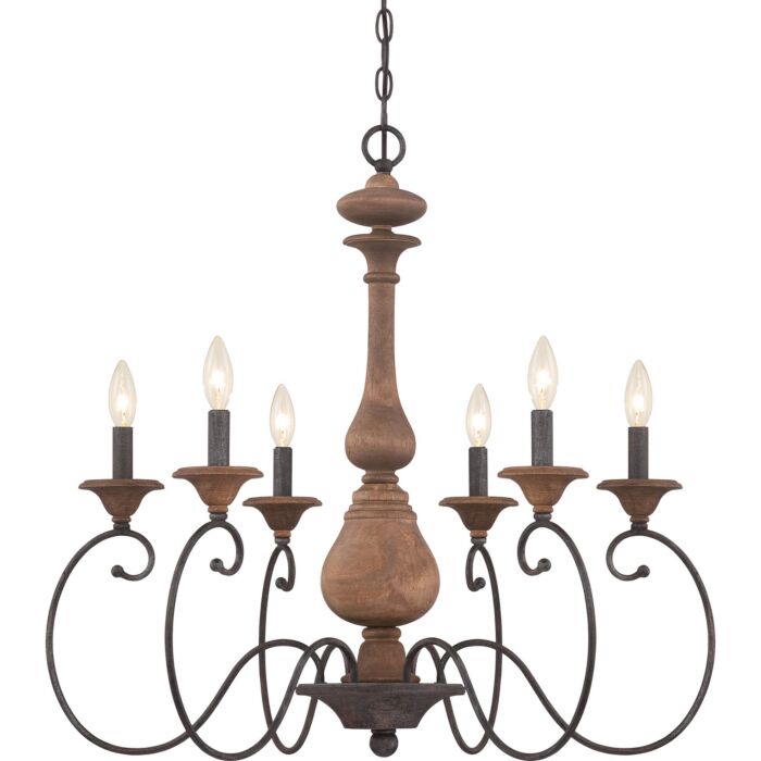 Quoizel Auburn 6 Light 28 Inch Traditional Chandelier in Rustic Black
