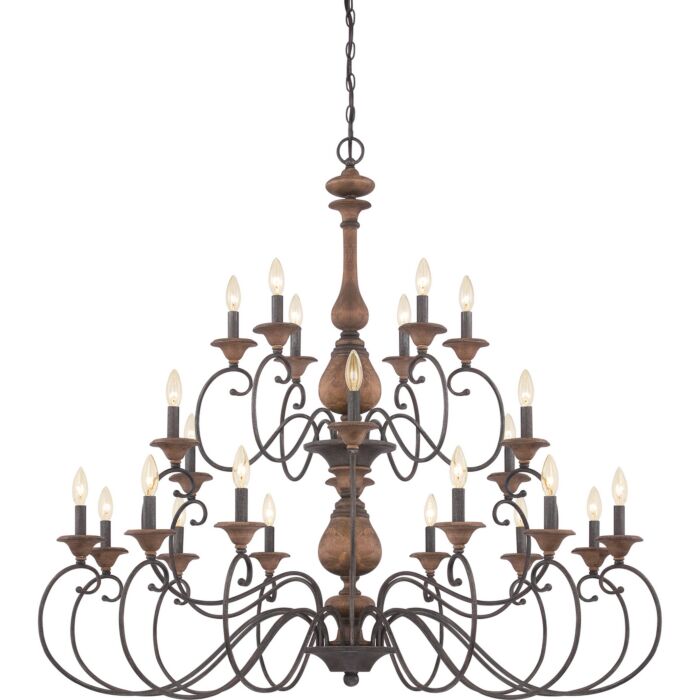 Quoizel Auburn 24 Light 45 Inch Traditional Chandelier in Rustic Black
