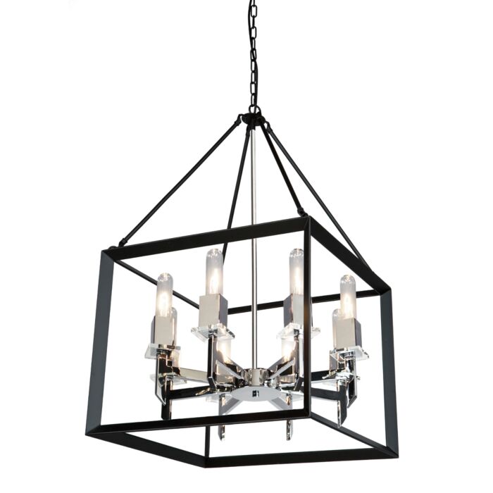 Artcraft Vineyard 8 Light Chandelier in Black & Chrome