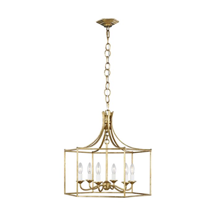 Bantry House 6 Light Pendant Light in Antique Gild by Alexa Hampton