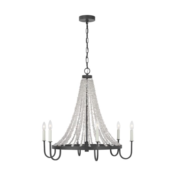 Leon 6 Light Chandelier in Dark Weathered Zinc by Alexa Hampton