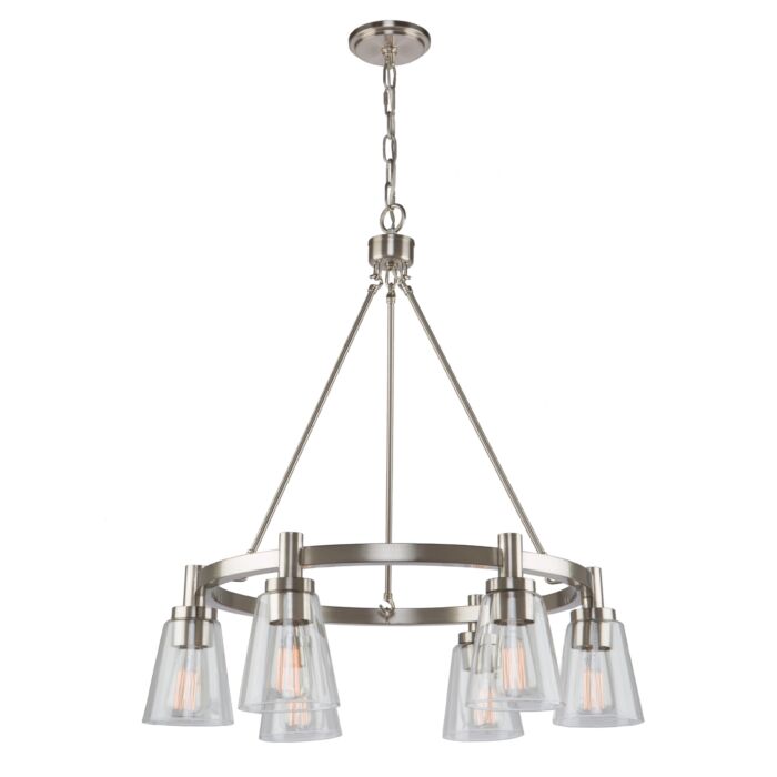 Artcraft Clarence 6 Light Chandelier in Brushed Nickel