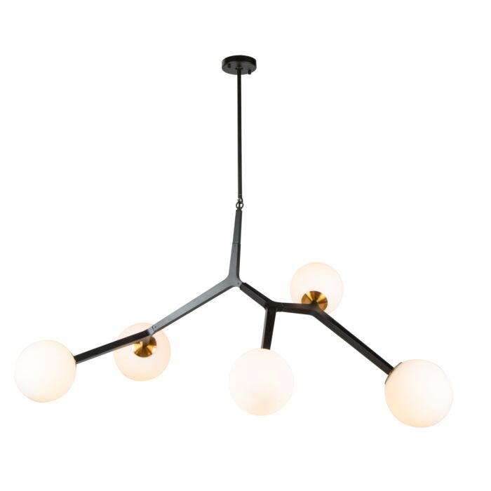 Artcraft Ravello 5 Light Pendant Light in Black & Harvest Brass