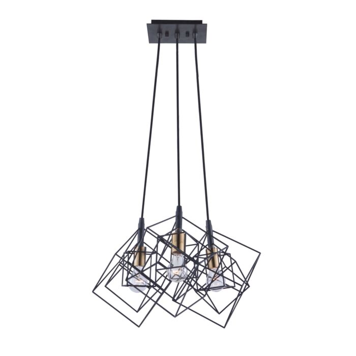 Artcraft Artistry 3 Light Chandelier in Matte Black & Harvest Brass
