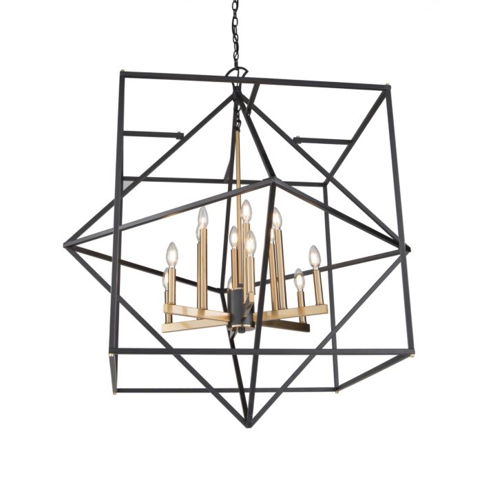 Artcraft Roxton 12 Light Chandelier in Matte Black & Harvest Brass