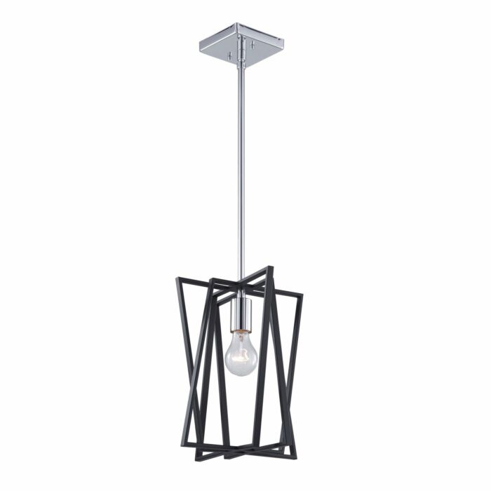 Artcraft Middleton Pendant Light in Matte Black & Polished Chrome