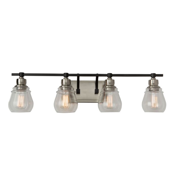 Artcraft Nelson 4 Light Bathroom Vanity Light in Black and Brushed Nickel