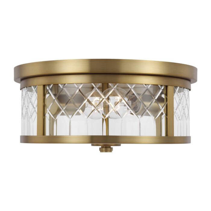 Alec 2 Light Ceiling Light in Burnished Brass by Alexa Hampton