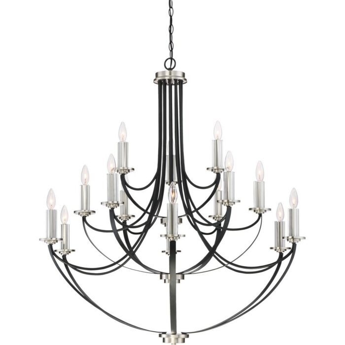 Quoizel Alana 15 Light 43 Inch Transitional Chandelier in Mystic Black