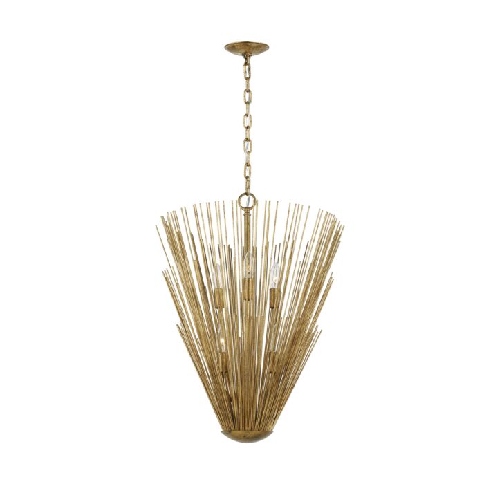 Helios 6 Light Pendant Light in Antique Gild by Alexa Hampton