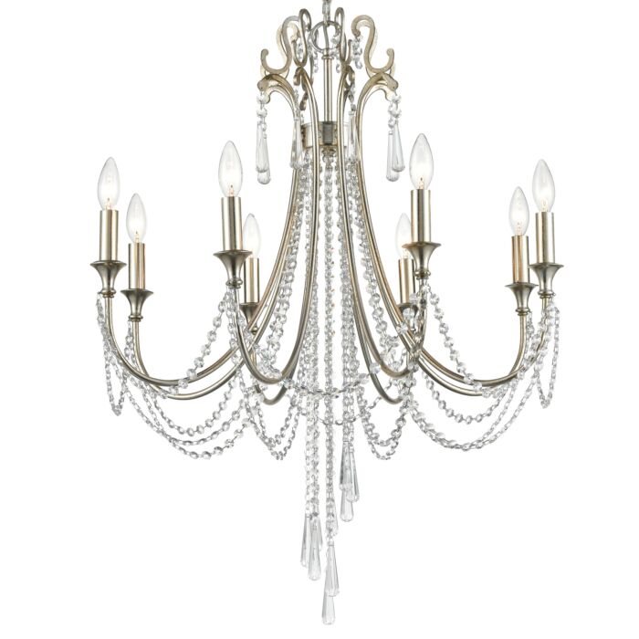 Crystorama Arcadia 8 Light 36 Inch Chandelier in Antique Silver with Clear Hand Cut Crystals