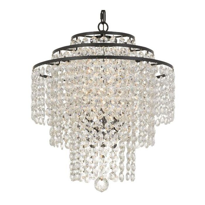 Crystorama Arielle 3 Light 21 Inch Chandelier in Dark Bronze with Hand Cut Crystal Crystals