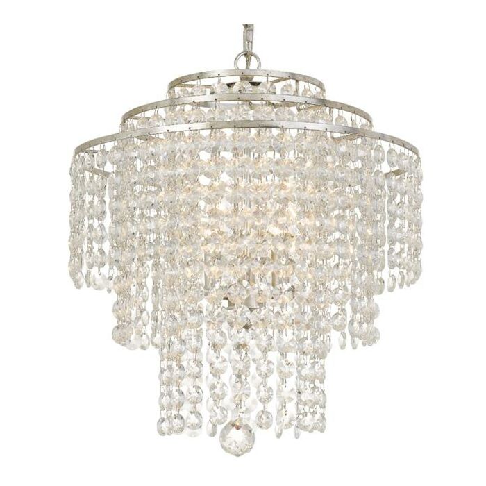 Crystorama Arielle 3 Light 21 Inch Chandelier in Silver with Hand Cut Crystal Crystals