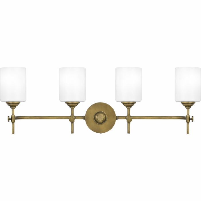 Quoizel Aria 4 Light 31 Inch Bathroom Vanity Light in Weathered Brass