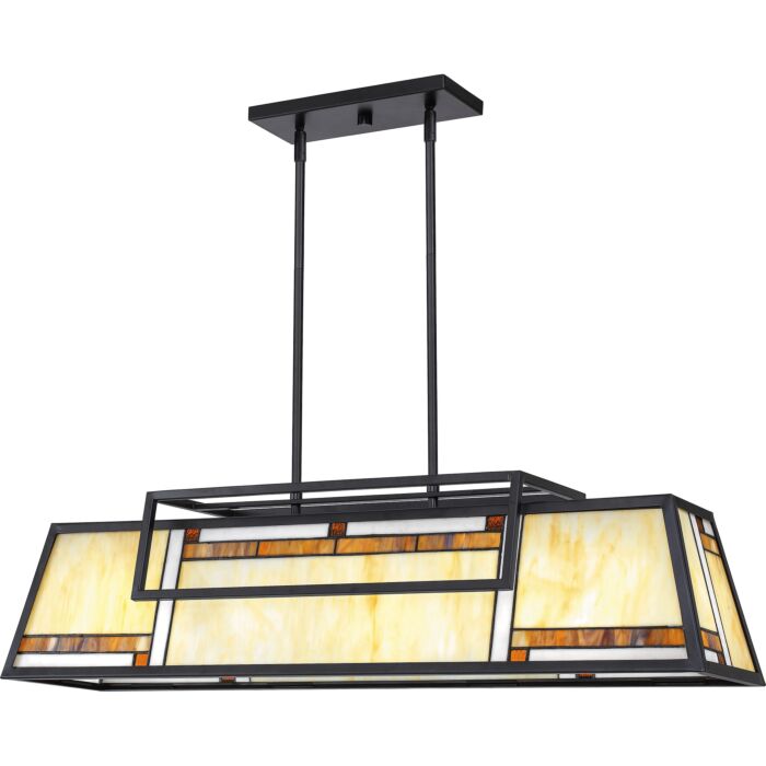 Quoizel Atwater 4 Light 39 Inch Kitchen Island Light in Matte Black
