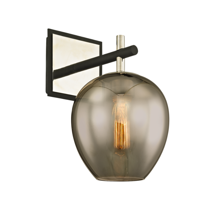 Troy Iliad 13 Inch Wall Sconce in Carbide Black & Polished Nickel