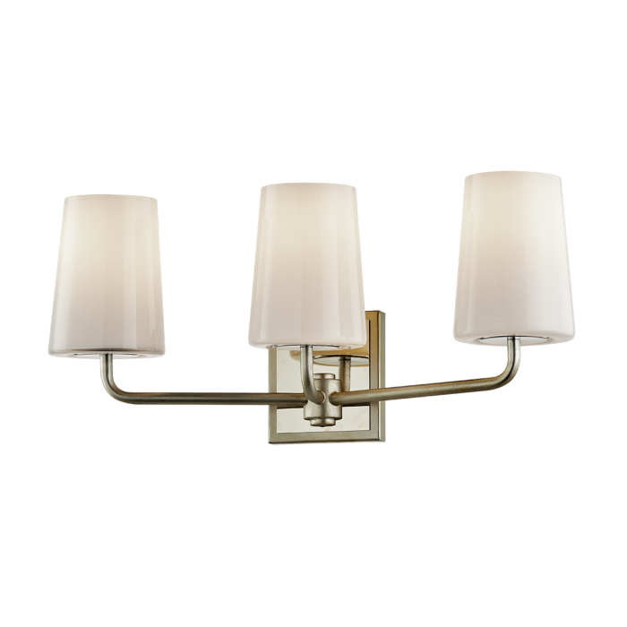 Troy Simone 3 Light Bathroom Vanity Light in Silver Leaf Polished Nickel