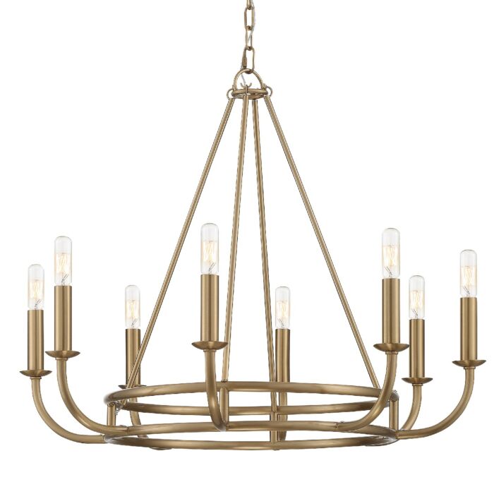 Crystorama Bailey 8 Light 22 Inch Chandelier in Aged Brass