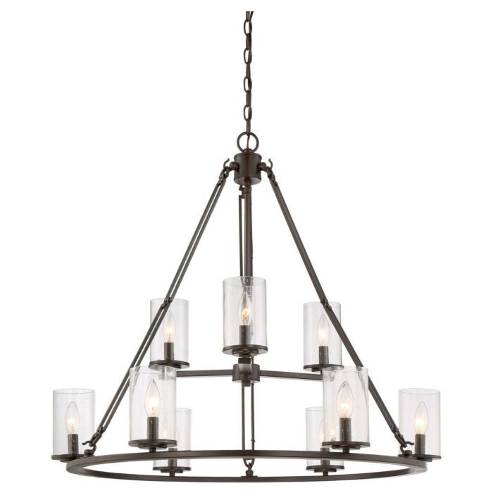 Quoizel Buchanan 9 Light 30 Inch Transitional Chandelier in Western Bronze