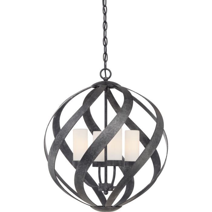 Quoizel Blacksmith 4 Light 20 Inch Pendant Light in Old Black Finish