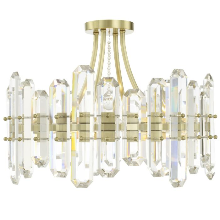 Crystorama Bolton 4 Light Ceiling Light in Aged Brass with Faceted Crystal Elements Crystals