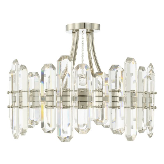 Crystorama Bolton 4 Light Ceiling Light in Polished Nickel with Faceted Crystal Elements Crystals